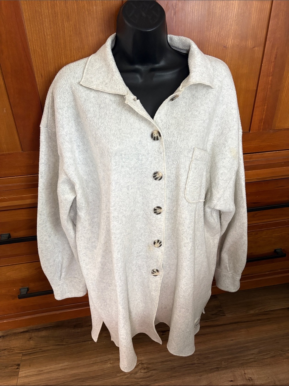 Victoria's Secret country vintage 90s Cream Button-Front Oversized Shirt jacket